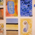 Målning med blå och bruna färger, Stångenässkolan